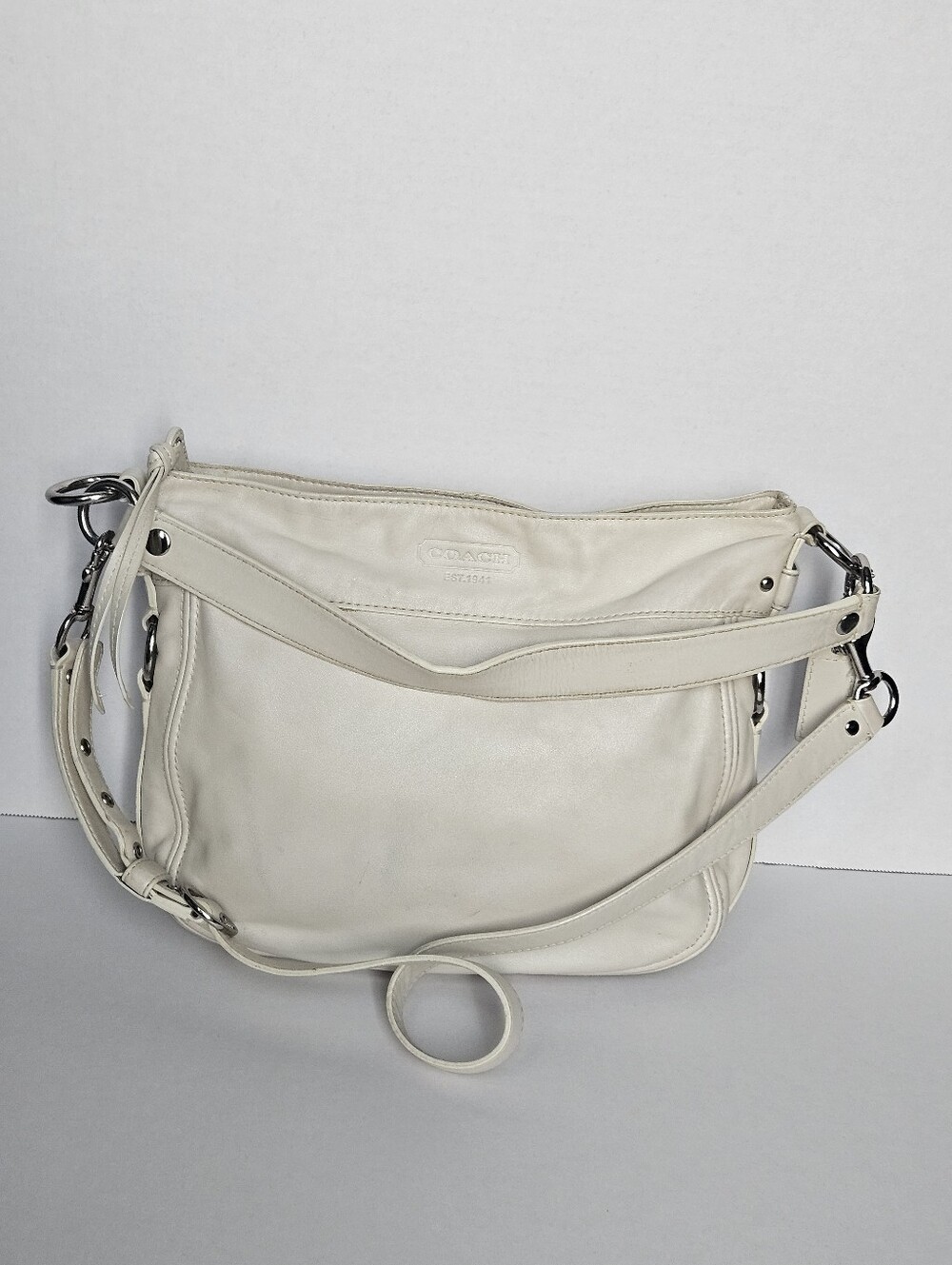 ​Coach Off White Cream Leather Shoulder Bag Crossbody Purse Hobo Handbag